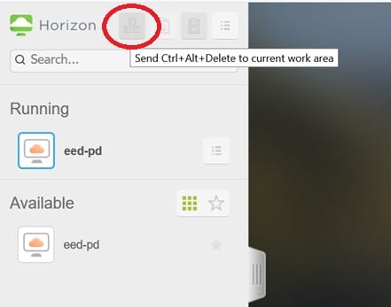 VMware Horizon Options Menu